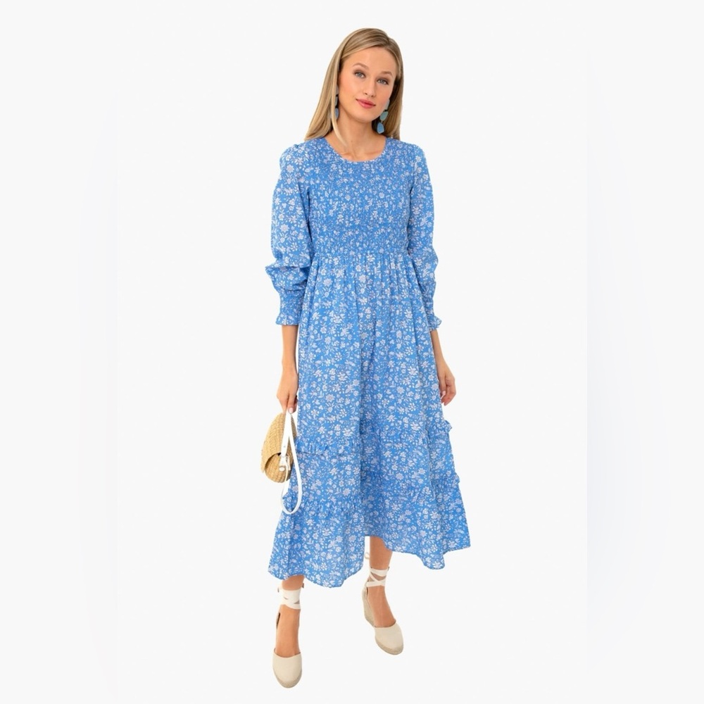 Tuckernuck Pink City Prints Blue and White flower Dress- Small